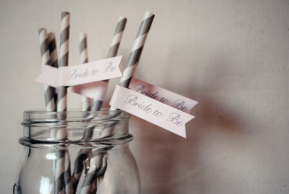 Bride To Be - Paper Drinking Straws And Flags: Set Of 12