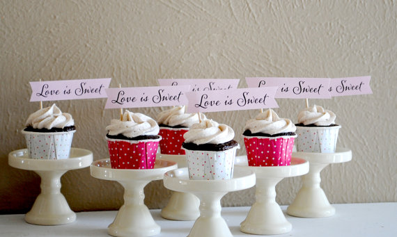 Love Is Sweet - Mini Cupcake Banners